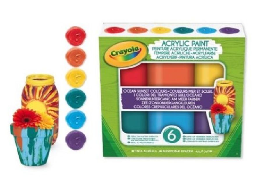 Immagine di ACRYLIC 6 Tempere Acriliche, Colori della Terra, in Barattolini Richiudibili, Pronte all'Uso, per Scuola e Tempo Libero