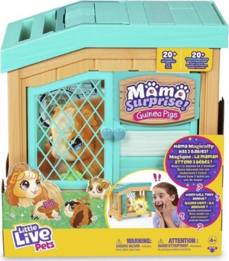 Immagine di LITTLE LIVE PETS MOMMY, Live Pets, Mommy To Be Playset, Peluche Interattivo Porcellino D'India con 3 Cuccioli e Accessori, Oltre 20 Suoni e Interazioni