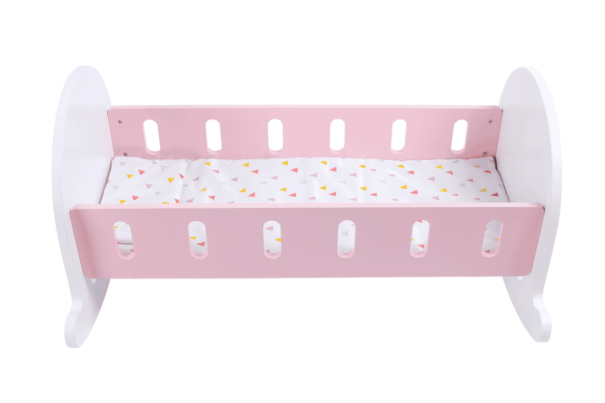 Immagine di CULLA IN LEGNO, Culla Dondolo Legno Bianco Rosa