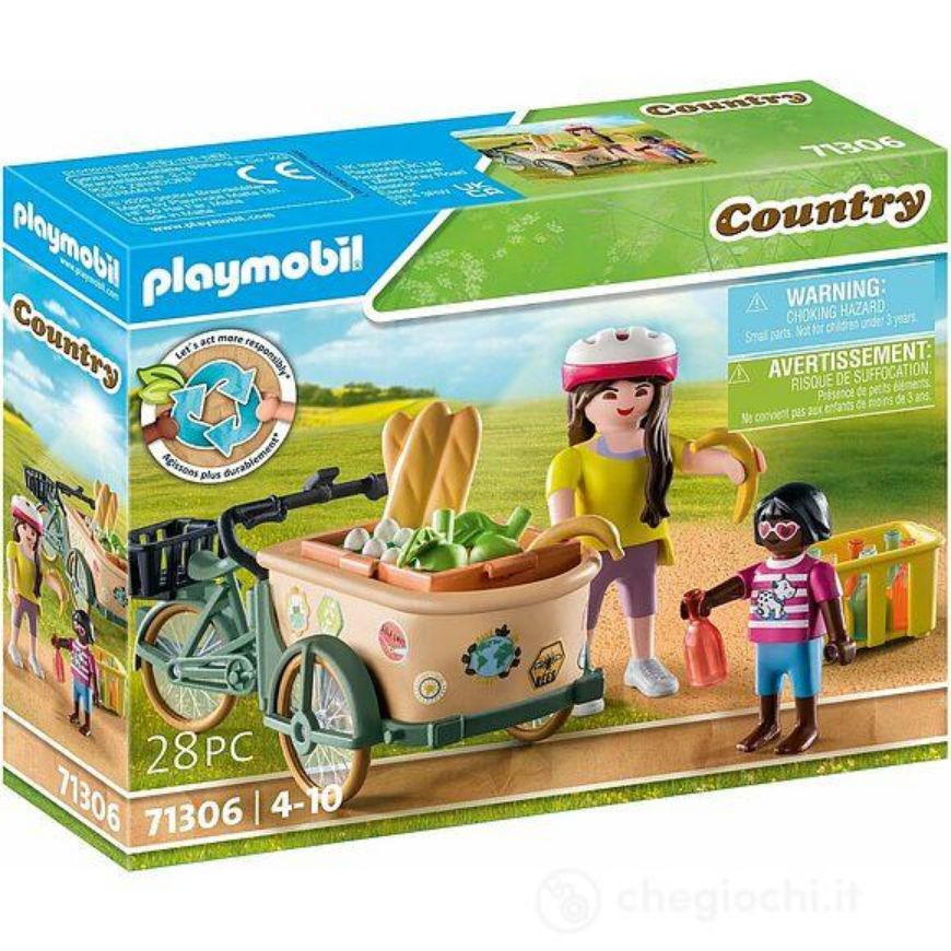 Immagine di PLAYMOBIL COUNTRY 71306 Contadina con Bicicletta da carico, Un Mezzo di Trasporto Pratico ed Ecologico per entusiasmanti Avventure